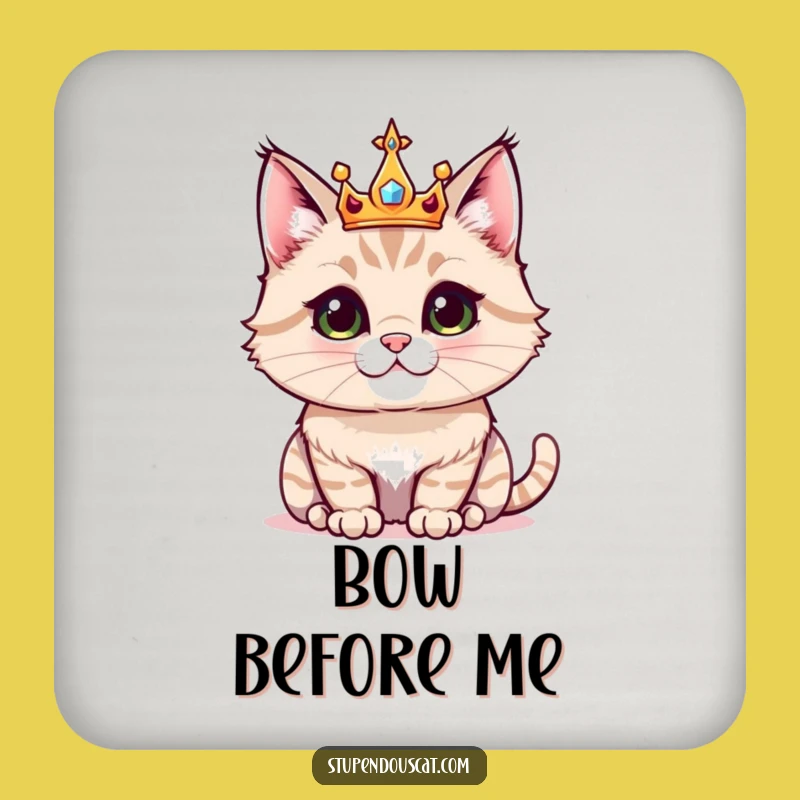 Funny Majestic Crown Cat Coaster: Protect Surfaces in Royal Style!