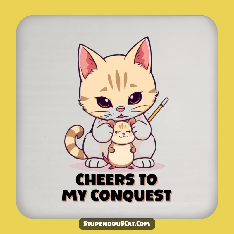 Funny Valiant Cat Toy Mouse Coaster: Protect Surfaces with Valor, Fun Funny Gift