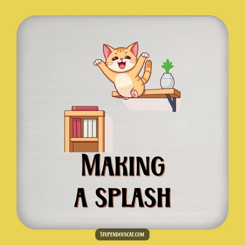 Funny Cat Leaping Coasters: Protect Surfaces with Hilarious Feline Flair