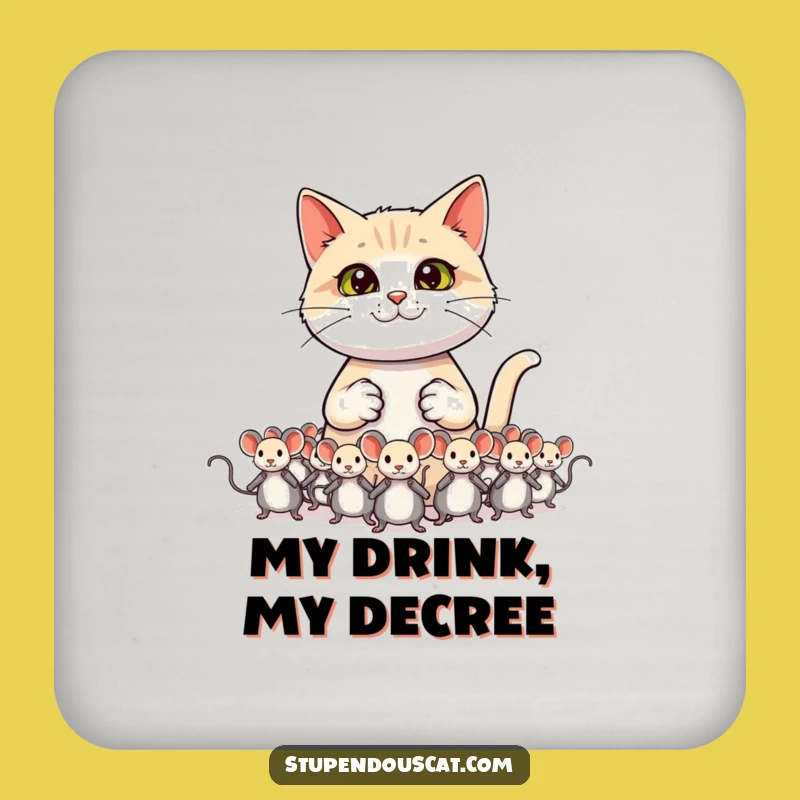 Funny Cat General Coaster Set - Command Your Tabletop with Toy Mice Gift