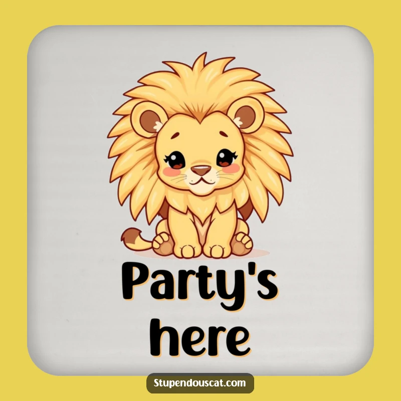 Funny Lion Cub Mane Drink Coaster - Majestic Protective Pad Gift