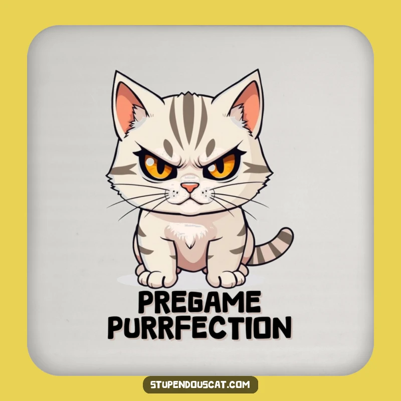 Funny Determined Cat Coasters: Protect Surfaces with Focus