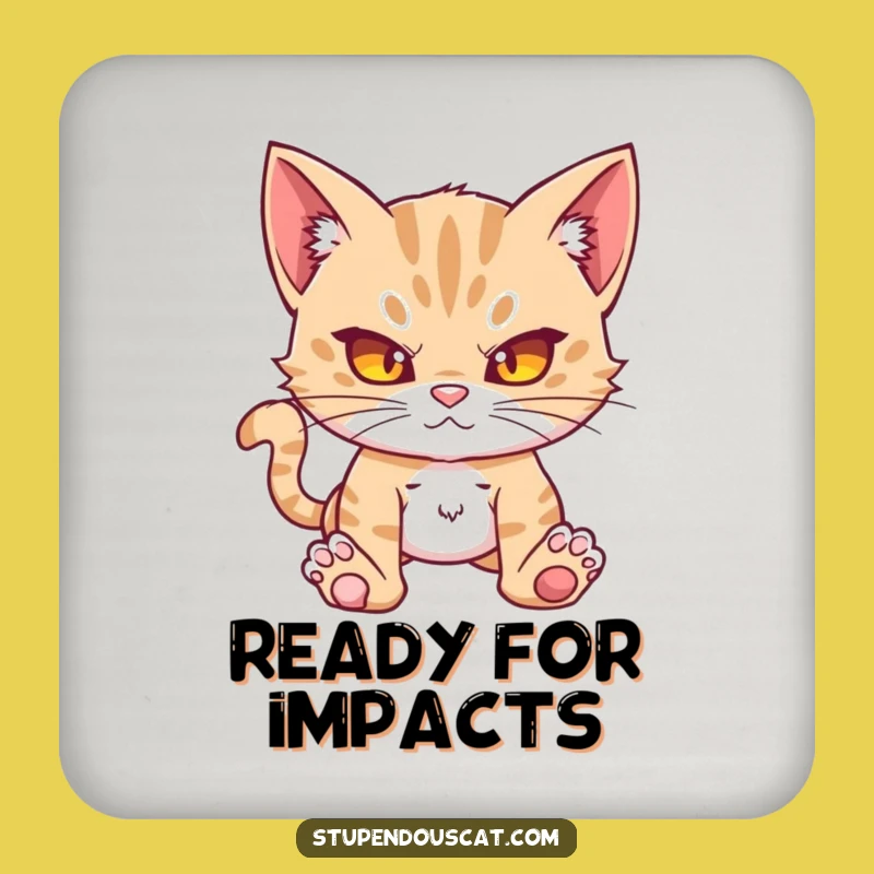 Funny Action Cat Cub Coaster - Protect Surfaces with Humorous Readiness