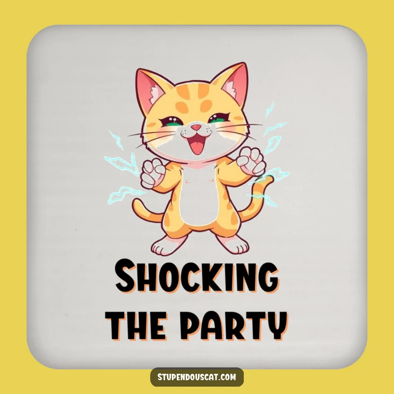 Funny Lightning Cat Coaster: Protect Surfaces with Powerful Electric Paws