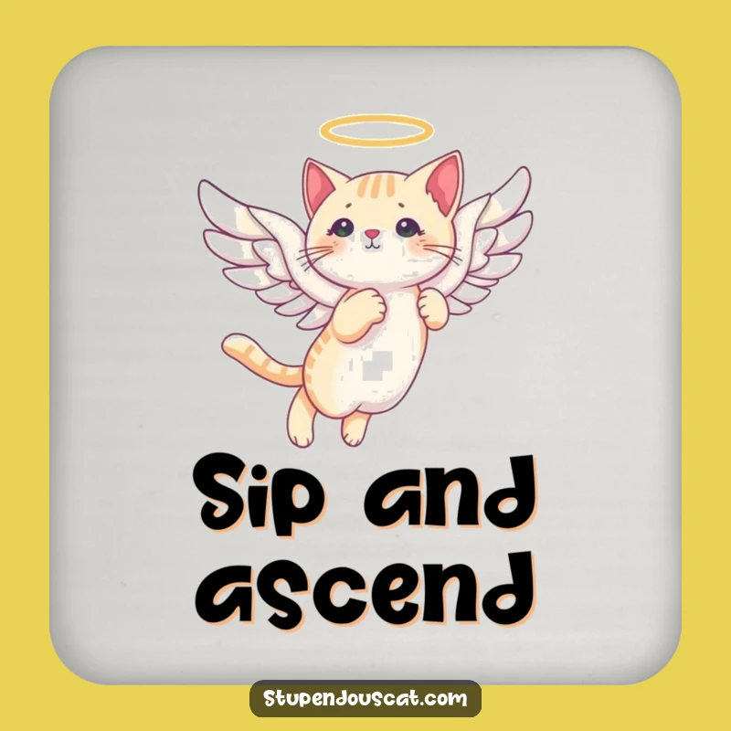 Funny Angelic Cat Wings Coasters: Protect Surfaces with Grace