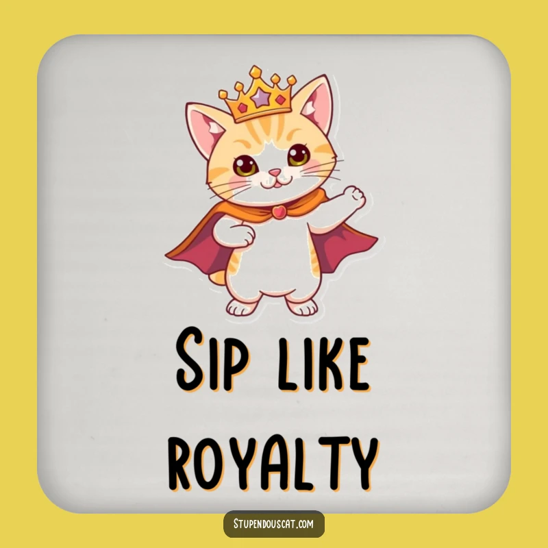 Funny Hero Cat Coasters: Regal Protection, Cute Funny Gift Set