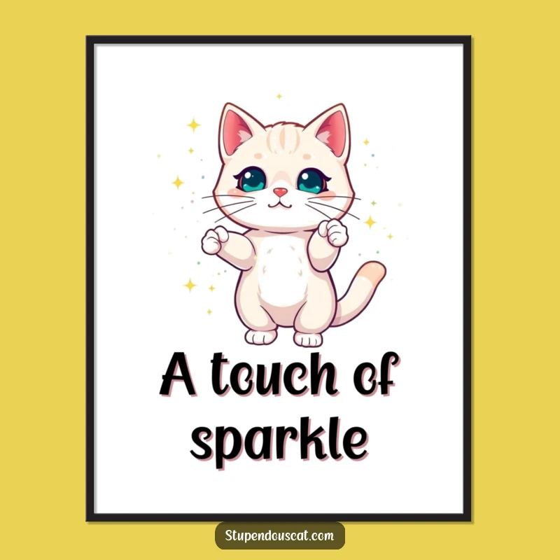 Magical Cat Sparkles Poster - Dazzling Feline Wall Art Gift