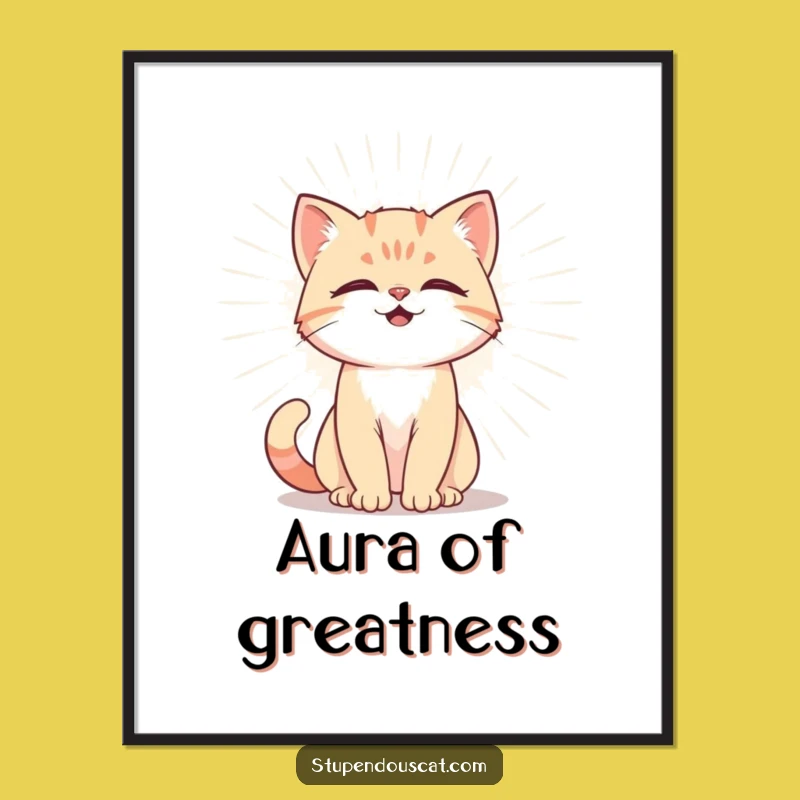 Funny Powerful Cat Cub Aura Poster - Majestic Art for Humorous Spaces