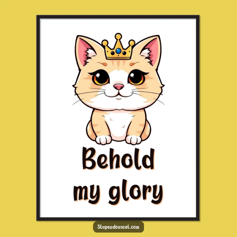 Funny Regal Cat Crown Poster: Royal Feline Art, Wall Decor Gift