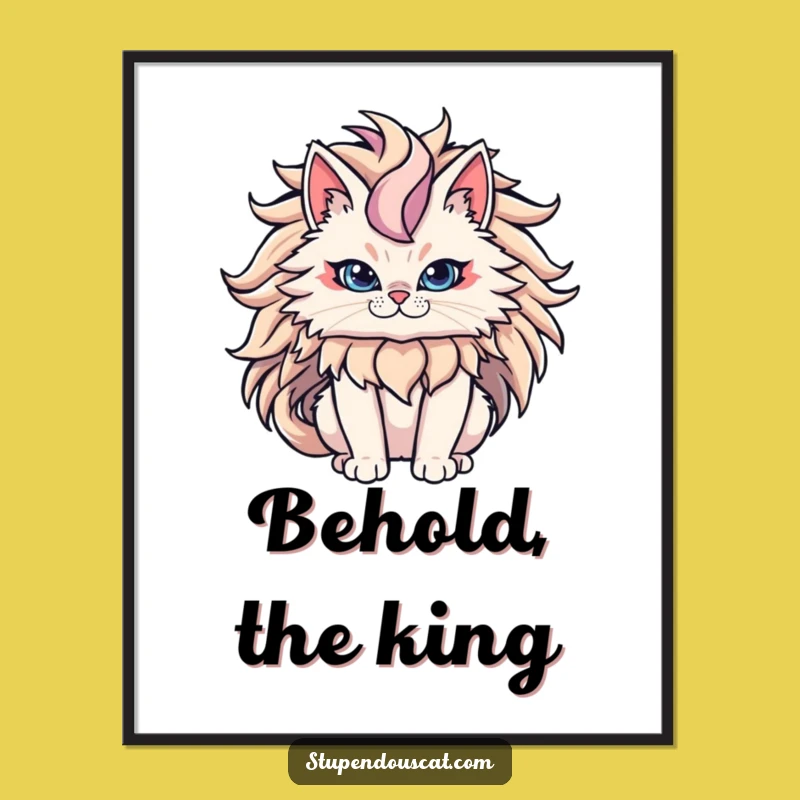 Epic Mane Cat Poster - Powerful Feline King Wall Art Gift