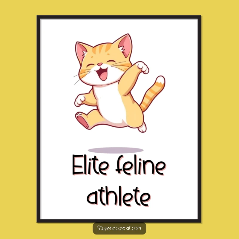 Funny Cat Jump Poster - Athletic Wall Art & Gift Idea