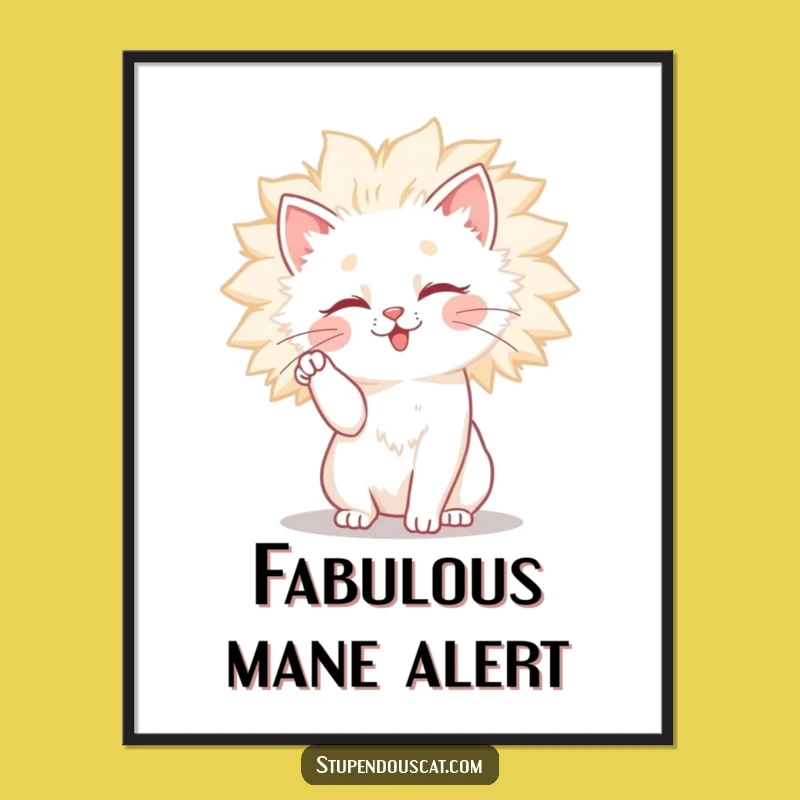 Funny Mane Taming Cat Poster - Humorous Wall Art & Gift Idea