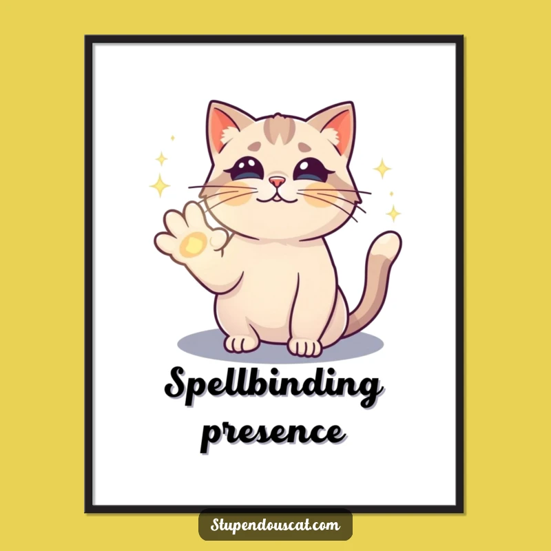 Funny Magical Cat Spell Poster - Enchanting Feline Wall Art