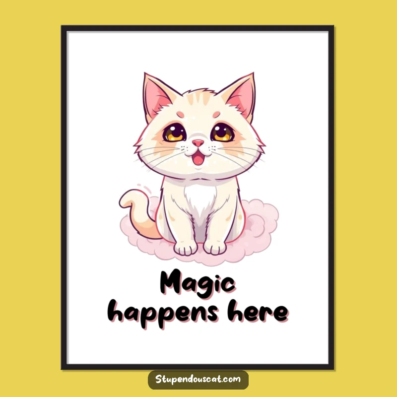 Funny Magic Cat Smoke Poster: Dazzling Illusion Art, Ideal Funny Gift Decor
