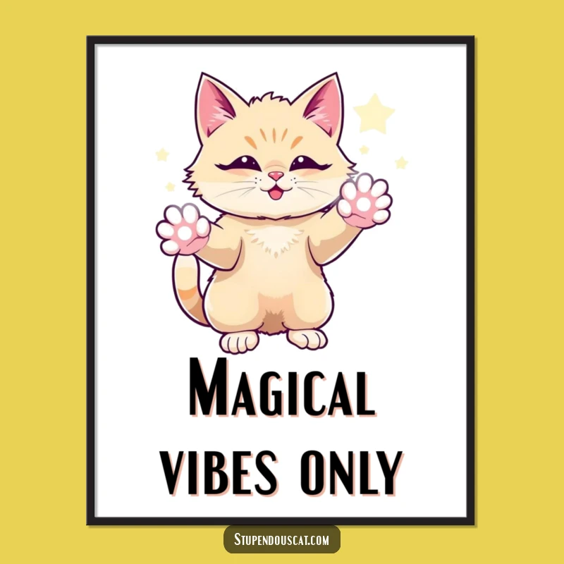 Funny Magical Cat Poster: Sparkling Paws for Awe-Inspiring Wall Art