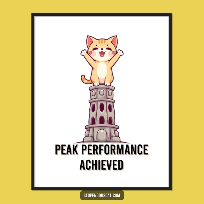 Funny Triumphant Cat Poster: Inspiring Wall Art for Dreamers Who Conquer the Impossible