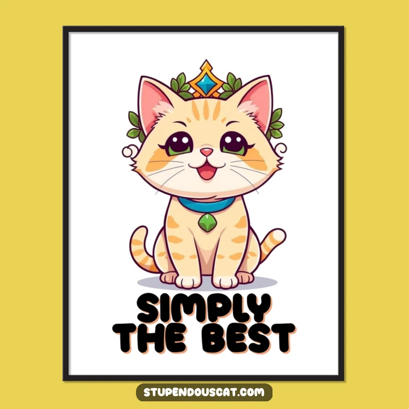 Funny Champion Cat Poster - Majestic Triumphant Glory Wall Art Gift