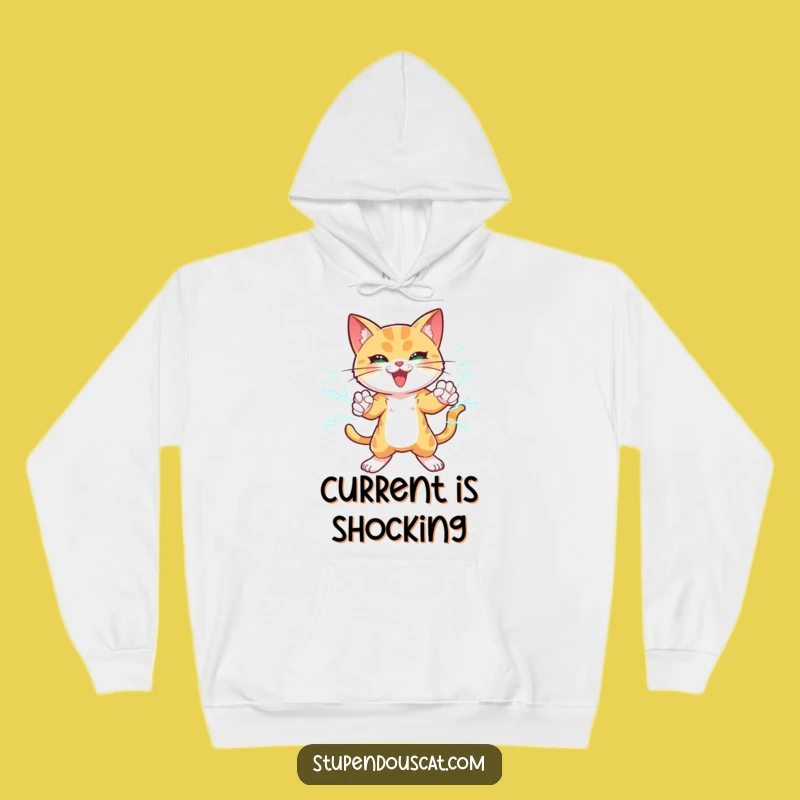 Funny Lightning Cat Hoodie: Cozy Comfort with Powerful Electric Paws Strike Pose