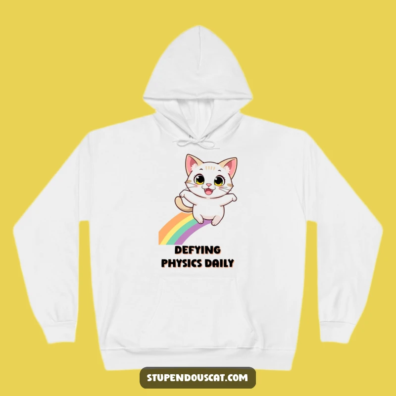 Funny Cat Leaping Rainbow Hoodie: Cozy Feline Fun - Ultimate Funny Gift