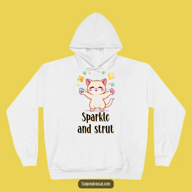 Funny Cat Juggling Gems Hoodie: Comfort & Sparkle - Cozy Gift