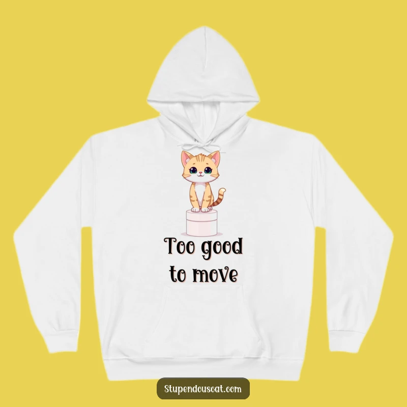 Funny Confident Cat Cub on Pedestal Hoodie - Wear Your Achievement with Humor