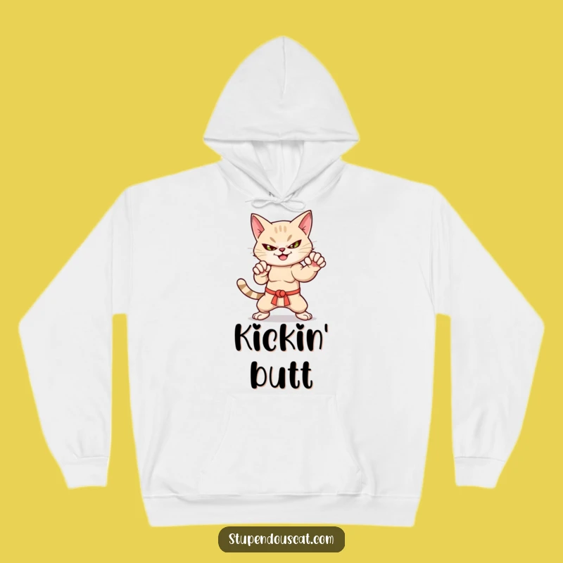 Cozy Funny Martial Arts Cat Hoodie - Warm & Fierce Feline Apparel