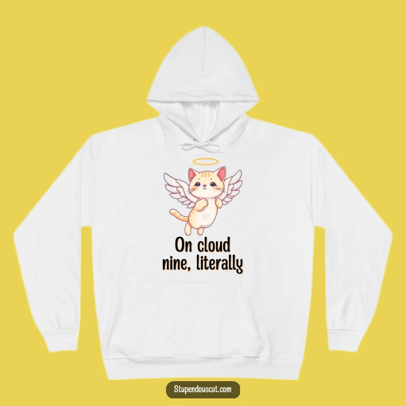 Funny Angelic Cat Wings Hoodie: Cozy Flights of Fantasy