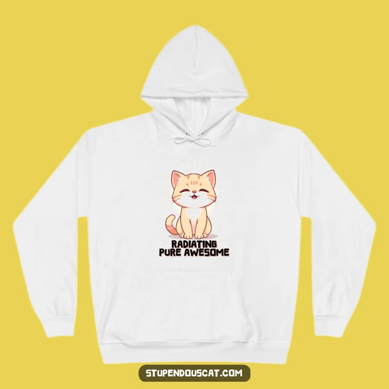 Funny Powerful Cat Cub Aura Hoodie - Cozy Warmth & Humorous Majesty