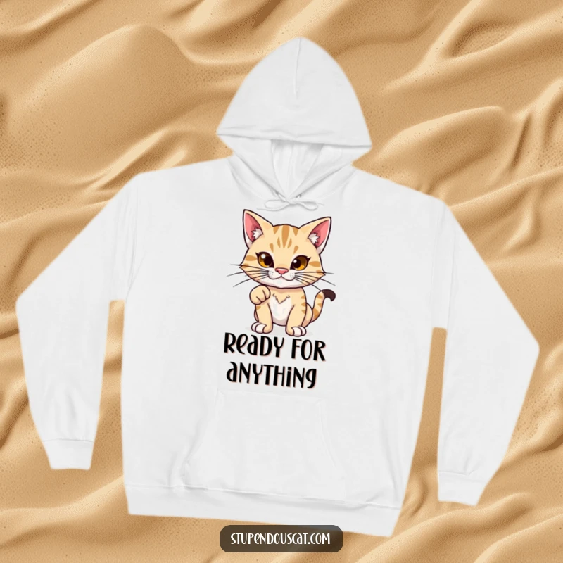 Funny hoodie: A proud feline with exaggerated whiskers strikes a mighty power stance, radiating confidence and pride.