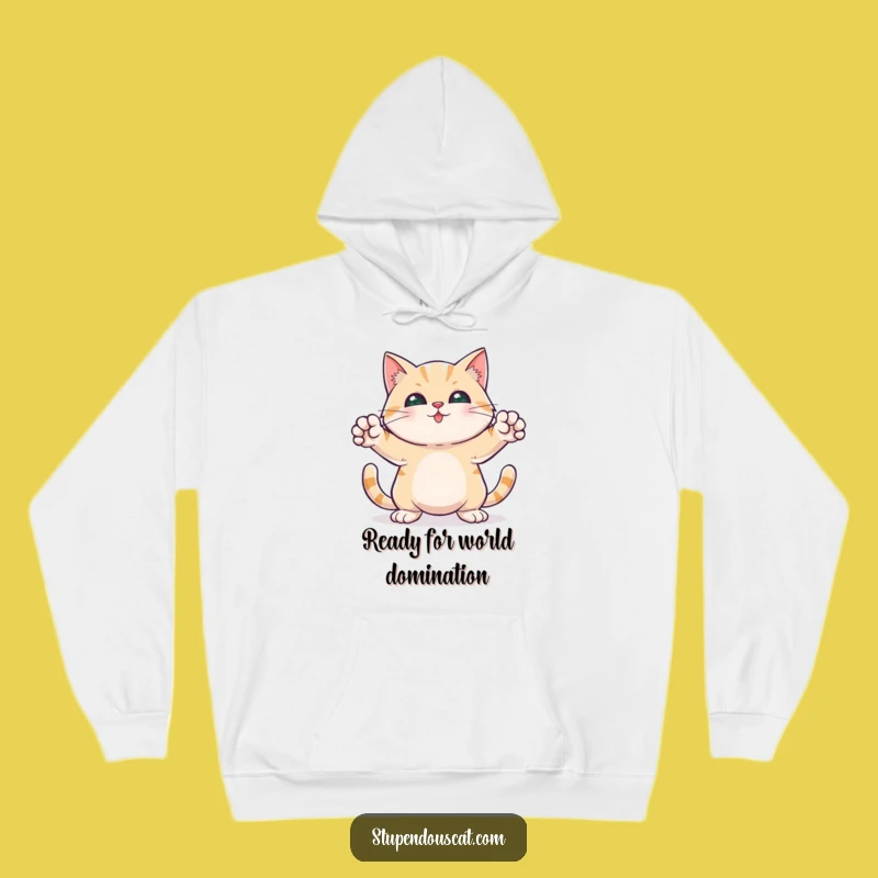 Funny Hero Cat Hoodie - Paws Out Pose, Cozy Hilarious Protector Wear