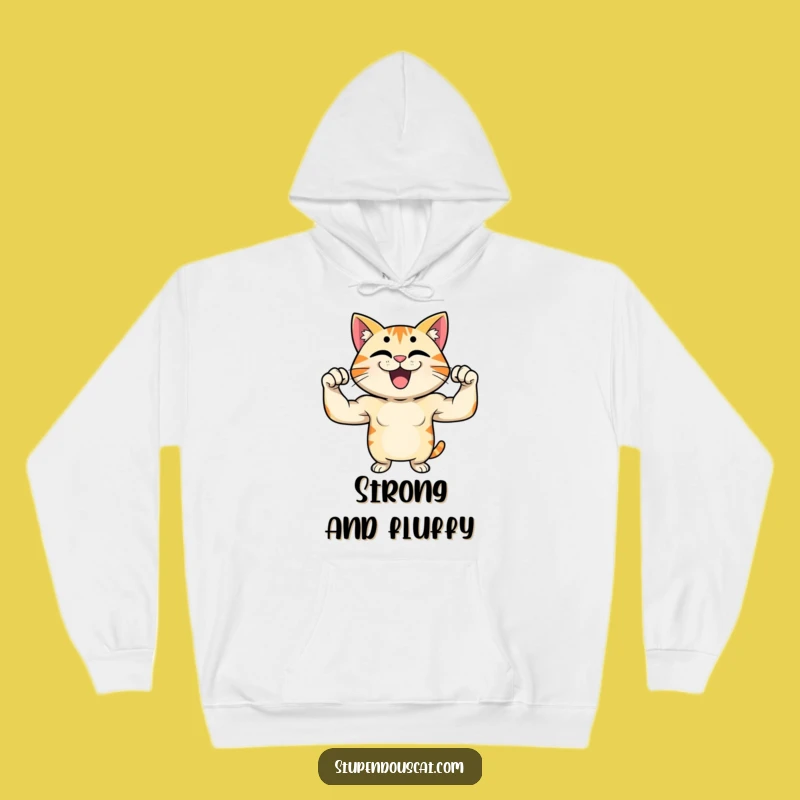 Funny Strong Cat Flex Hoodie - Power Up in Style