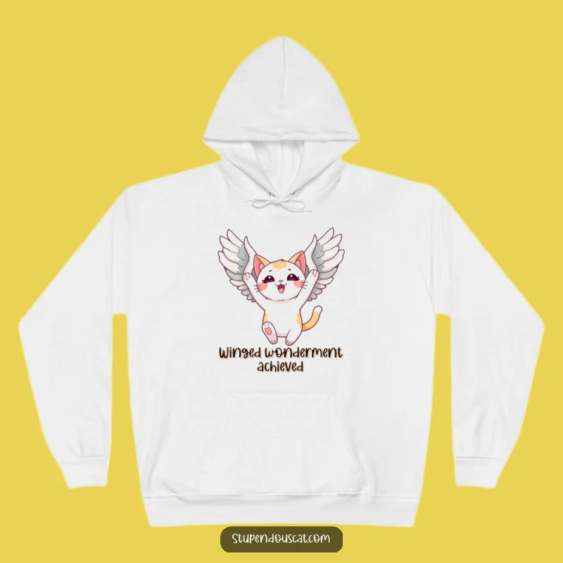 Funny Triumphant Winged Cat Hoodie: Cozy Flight, Perfect Funny Gift!