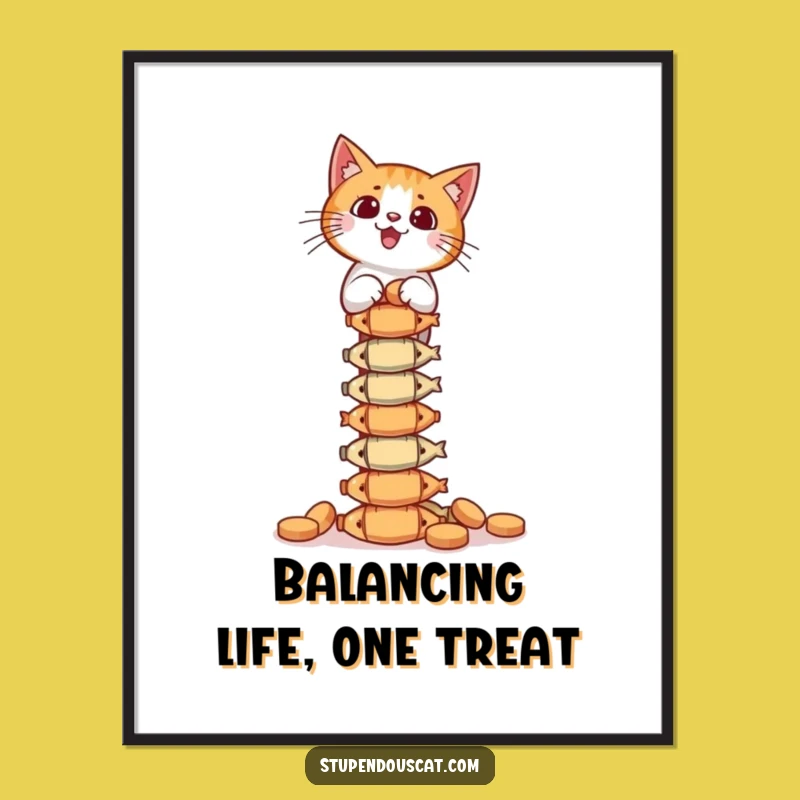 Funny Free Printable Wall Art: Cat Fish Tower Downloadable Art