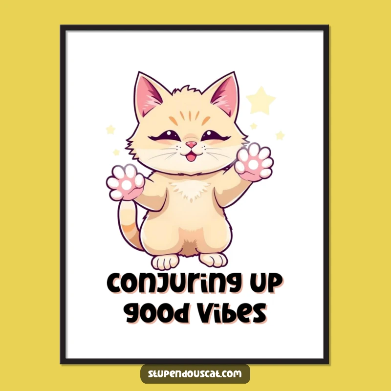 Free Printable Wall Art: Magical Cat Energy, Funny Downloadable Decor