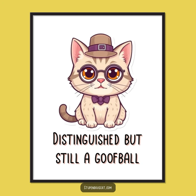 Free Printable Wall Art: Distinguished Cat with Monocle and Top Hat!