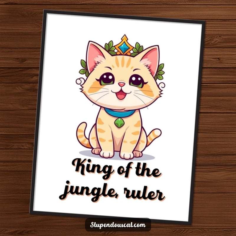 Funny Free Printable Wall Art: Triumphant cat with a laurel wreath, basking in glory, a purrfectly majestic and humorous addition.