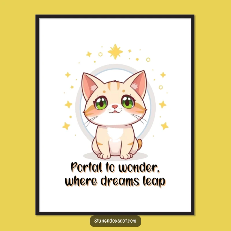 Free Printable Wall Art: Magical Portal Cat Wonder, Whimsical Decor