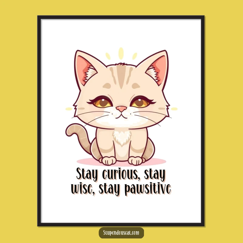 Free Printable Wall Art: Wise Cat Aura - Funny Downloadable Art