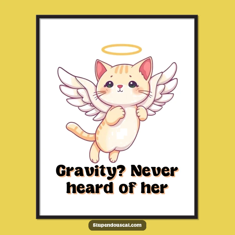 Free Printable Wall Art: Angelic Cat Wings - Funny Downloadable Art