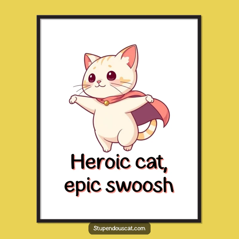 Free Printable Wall Art: Dramatic Swooping Cat Hero! Epic Downloadable Decor.