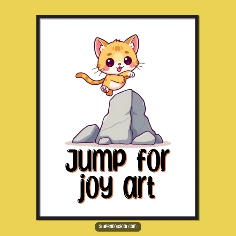 Free Printable Wall Art - Valiant Cat Cub Obstacle Leap Downloadable