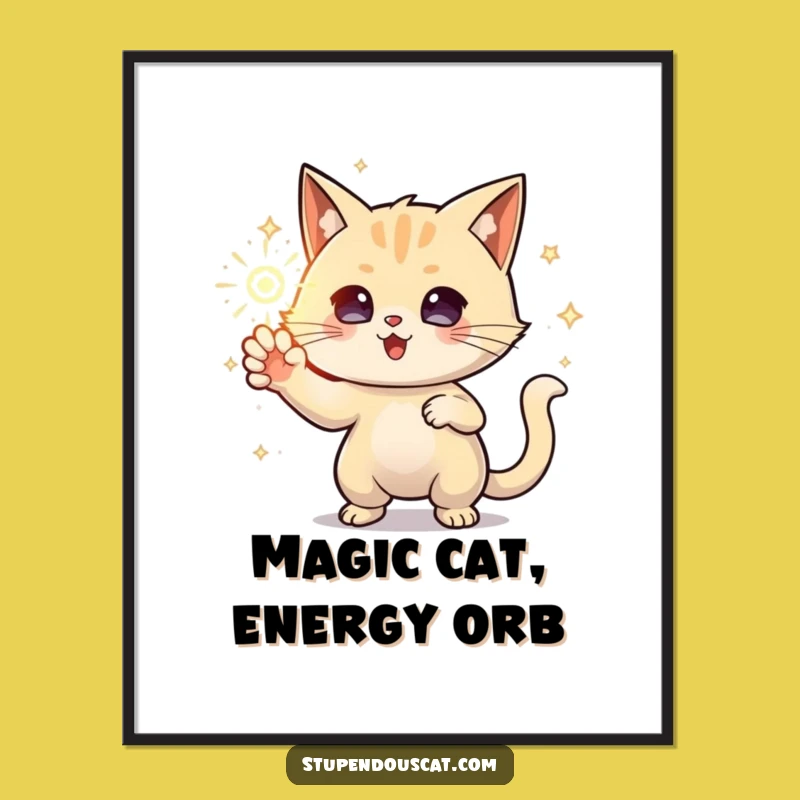 Free Printable Wall Art: Powerful Cat Conjuring Sparkling Energy Orb