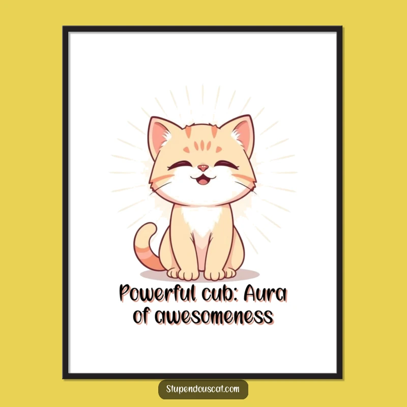 Free Printable Wall Art: Powerful Cat Cub Aura Funny Downloadable Art Gift