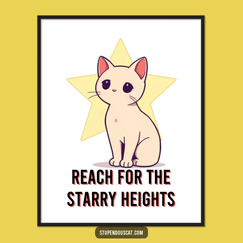 Funny Free Printable Wall Art: Star Cat silhouette, awesome downloadable art gift!