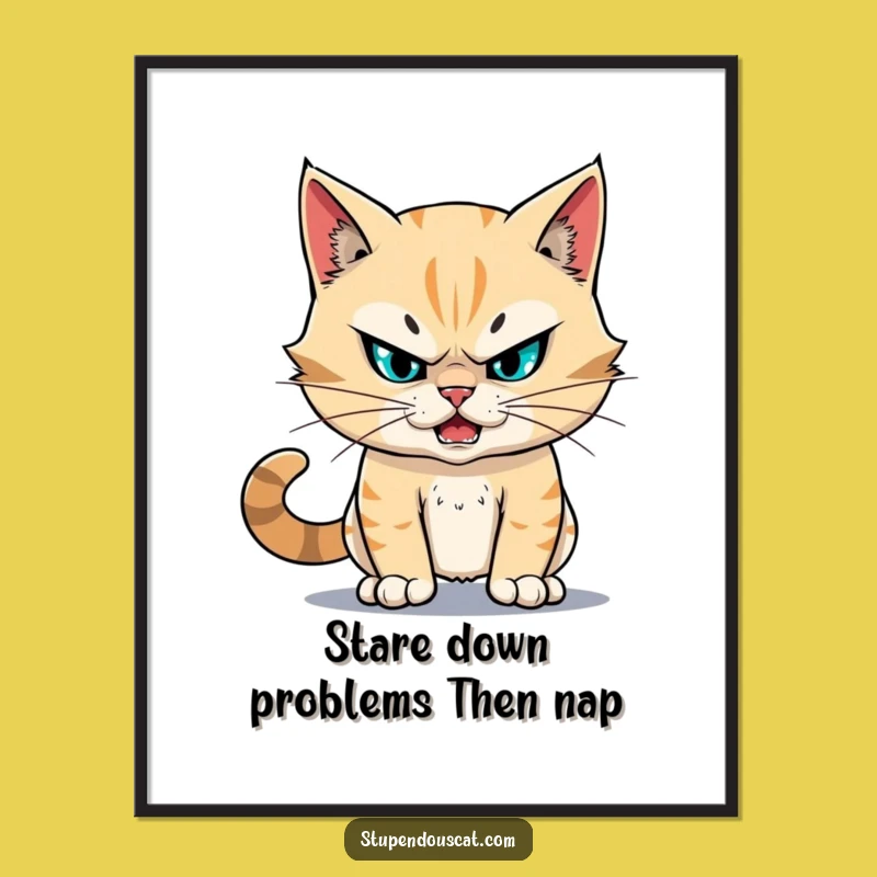 Free Printable Wall Art: Fearless Cat Resolve - Funny Downloadable Art