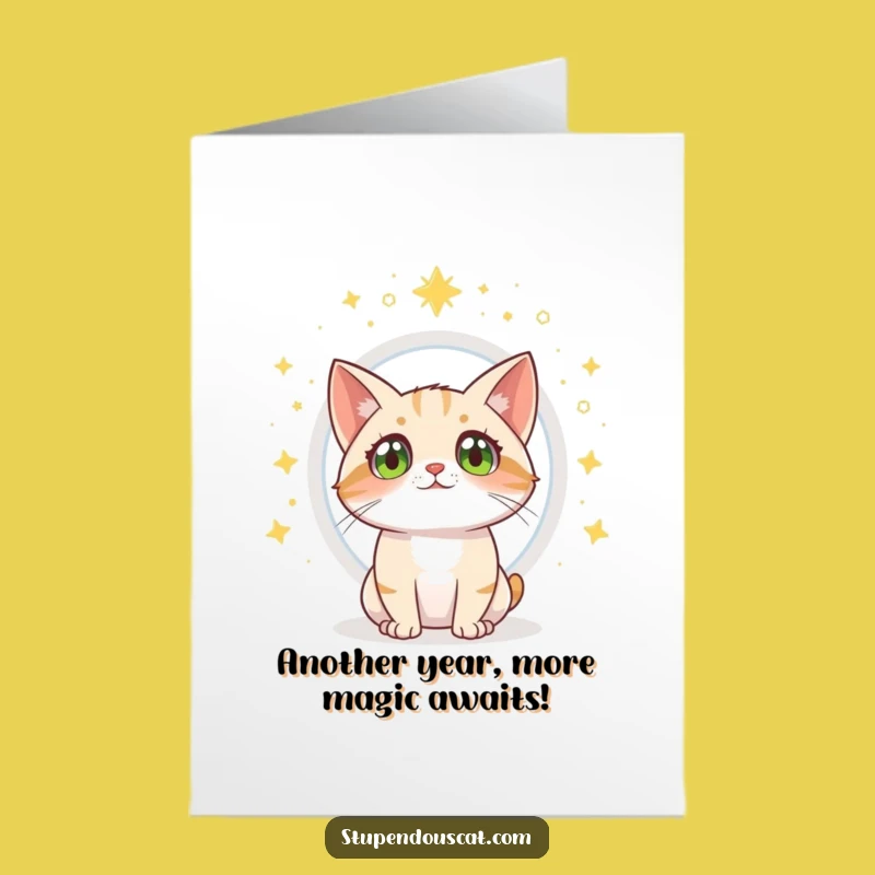 Free Printable Birthday Card: Magical Portal Cat Wonder, Funny Downloadable Gift