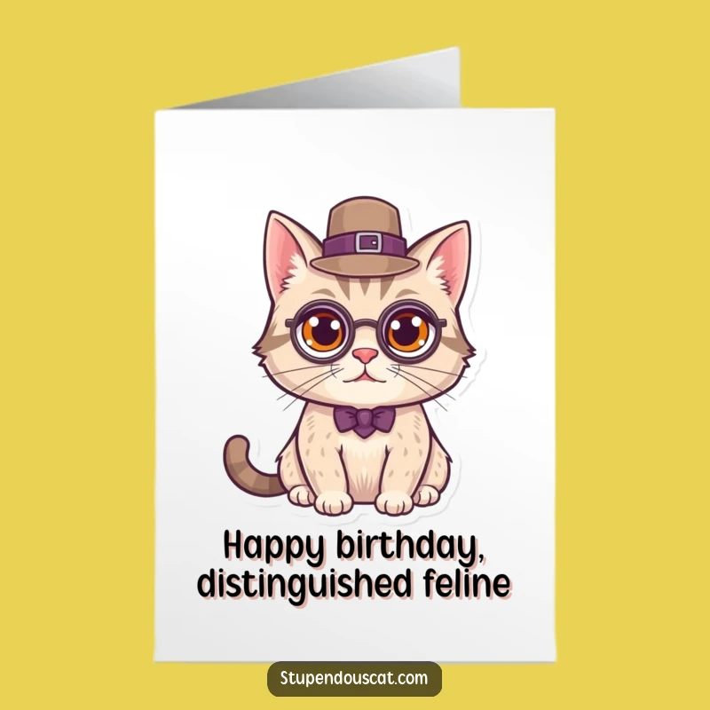 Free Printable Birthday Card: Distinguished Cat for a Classy Birthday!