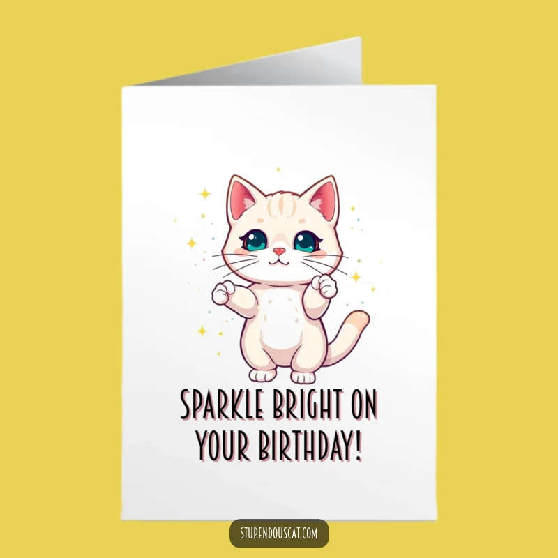 Free Printable Birthday Card: Magical Sparkle Cat - Funny Downloadable Gift