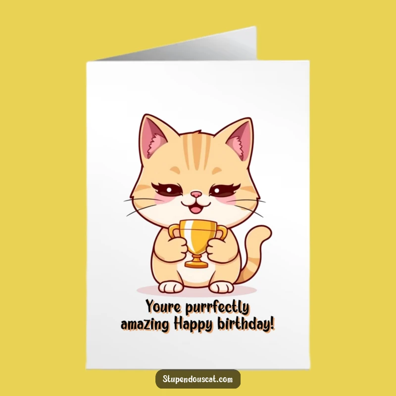 Free Printable Birthday Card Smug Cat Trophy Funny Downloadable Gift