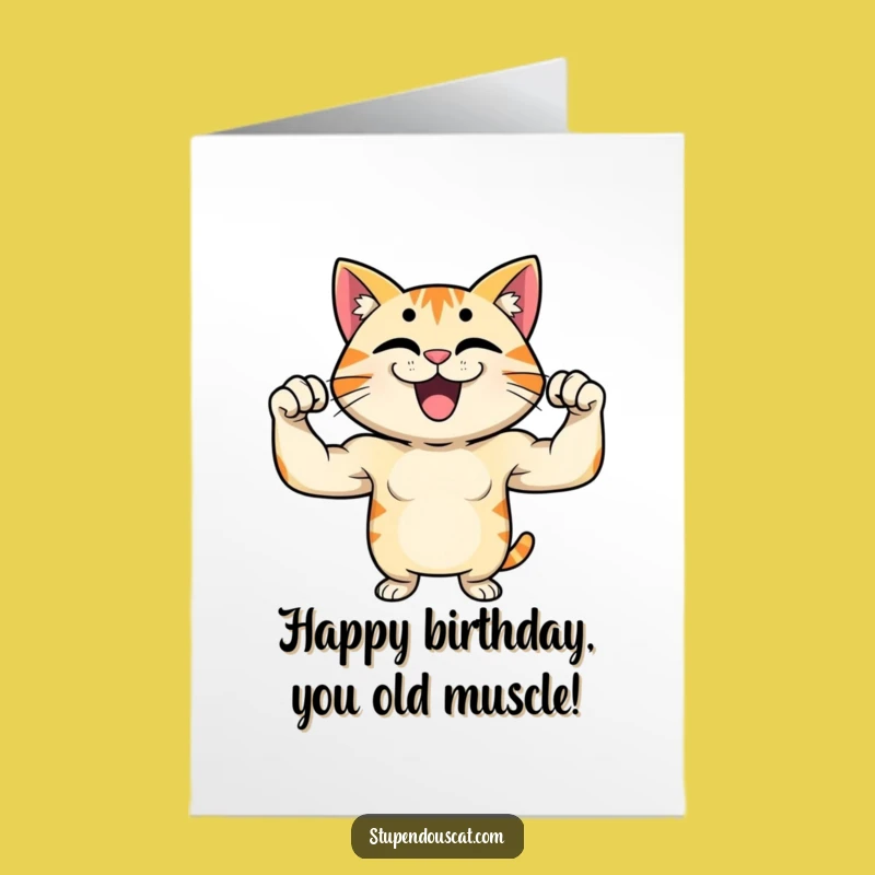 Free Printable Birthday Card: Strong Cat Flex - Funny Downloadable Gift DIY